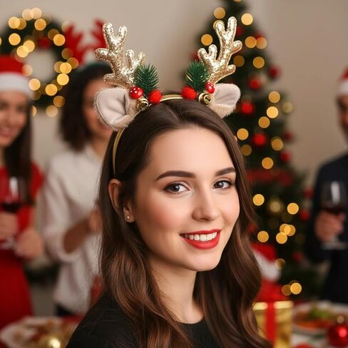 ROMODIYA عيد الميلاد عقال الأحمر Bowknot الشعر هوب مشرق Hairband ندفة الثلج تصميم عيد الميلاد الشعر للنساء الفتيات الديكور الزفاف عيد ميلاد حزب اللوازم 1PCS in Kuwait