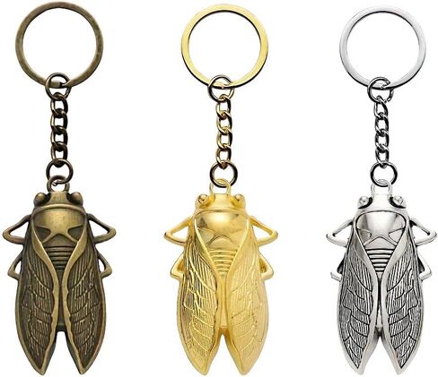 3 Pcs Cicada Keychain, Stylish Bag & Car Keychain Decor Accessory, Metal Insect Motif Key Ring for Daily Use in Kuwait