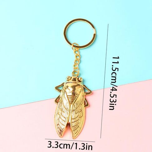 3 Pcs Cicada Keychain, Stylish Bag & Car Keychain Decor Accessory, Metal Insect Motif Key Ring for Daily Use in Kuwait