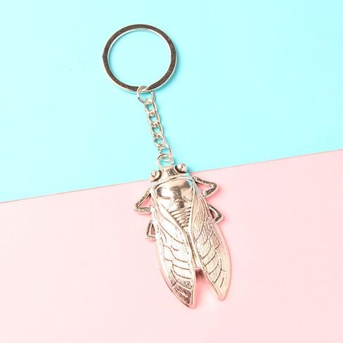 3 Pcs Cicada Keychain, Stylish Bag & Car Keychain Decor Accessory, Metal Insect Motif Key Ring for Daily Use in Kuwait