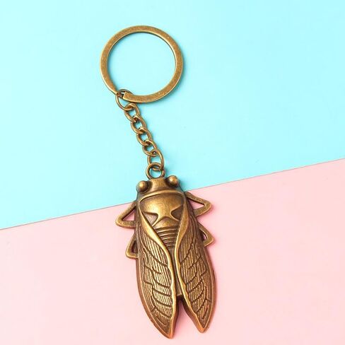 3 Pcs Cicada Keychain, Stylish Bag & Car Keychain Decor Accessory, Metal Insect Motif Key Ring for Daily Use in Kuwait