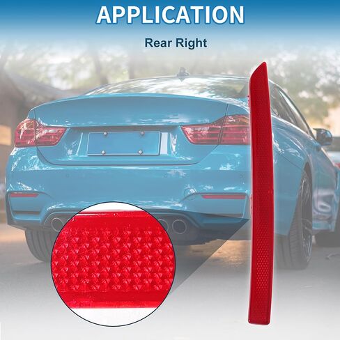 عاكس المصد رقم 63147848584 المصد الخلفي الأيمن عاكس الجانب علامة لسيارات BMW M3 Base 3.0L L6 - Gas 2015-2018 ABS قوي أحمر in Saudi Arabia