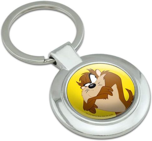 GRAPHICS & MORE Looney Tunes Taz Keychain Classy Round Chrome Plated Metal in Saudi Arabia