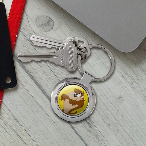 GRAPHICS & MORE Looney Tunes Taz Keychain Classy Round Chrome Plated Metal in Saudi Arabia