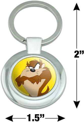 GRAPHICS & MORE Looney Tunes Taz Keychain Classy Round Chrome Plated Metal in Saudi Arabia