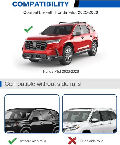 Roof Rack Cross Bars Compatible with Honda Pilot LX EX-L2023 2024 2025 (Without Side Rails), Heavy Duty 220lbs Lockable Aluminum Roof Rails Crossbars Cargo Black Rooftop Cargo Luggage in Kuwait