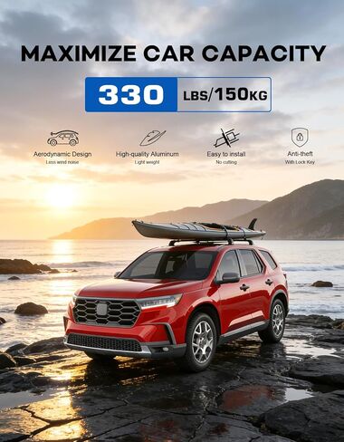 Roof Rack Cross Bars Compatible with Honda Pilot LX EX-L2023 2024 2025 (Without Side Rails), Heavy Duty 220lbs Lockable Aluminum Roof Rails Crossbars Cargo Black Rooftop Cargo Luggage in Kuwait