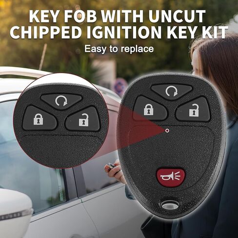Keyless Entry Remote Key Fob for Chevrolet Silverado 1500 2500 3500 2007-2013 315Mhz OUC60270 4 Button Reusable | Uncut Ignition Transponder Key Kit 1 Set for GMC Sierra 1500 2500 in Saudi Arabia