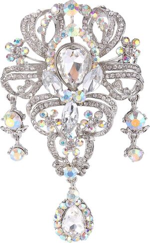 EVER FAITH Austrian Crystal 3.8 Inch Vintage Style Teardrop Flower Brooch in Saudi Arabia