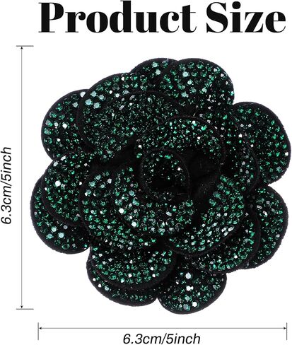 Rhinestone Flower Brooch, Green Rose Lapel Pin for Women, Elegant Sparkly Crystal Flower Brooches Pin for Lapel Dress Suit Shirt Ceremony Clothes Hat Decoration Accessories in Saudi Arabia