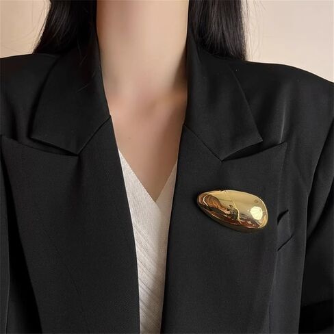 Chunky Teardrop Brooch for Women Men Gold Plated Minimalist Polished Geometric Waterdrop Lapel Pins Fashion Accessory for Dresses Coats Scarves Shawl Clip Cocktail Holiday Party Jewelry in Saudi Arabia