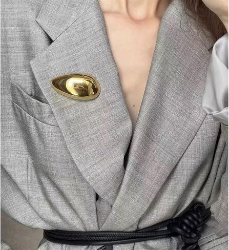 Chunky Teardrop Brooch for Women Men Gold Plated Minimalist Polished Geometric Waterdrop Lapel Pins Fashion Accessory for Dresses Coats Scarves Shawl Clip Cocktail Holiday Party Jewelry in Saudi Arabia
