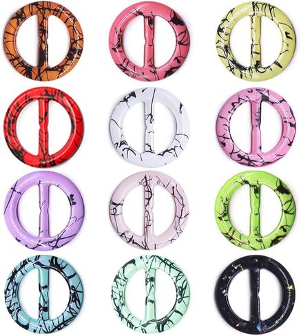 12PCS Silk Scarf Ring Clip T-shirt Tie Clips for Women Fashion Resin Ring Scarves Clasp Waist Buckle for Shirts Clothing Clothing Wrap Holder with 1 Exquisite Box (Inner 30mm/1.18in, Color 12) in Kuwait