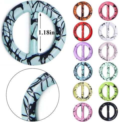 12PCS Silk Scarf Ring Clip T-shirt Tie Clips for Women Fashion Resin Ring Scarves Clasp Waist Buckle for Shirts Clothing Clothing Wrap Holder with 1 Exquisite Box (Inner 30mm/1.18in, Color 12) in Kuwait