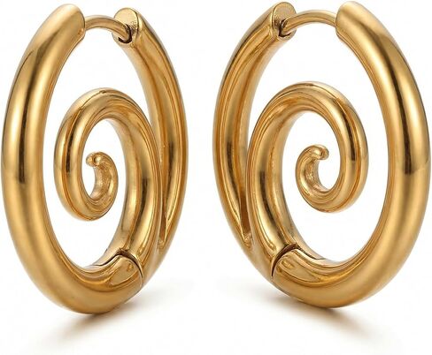 أقراط حلزونية لموجة البحر للنساء، حلق حلزوني فضي حلزوني، أقراط دائرية مكتنزة لا تسبب الحساسية، هدايا مجوهرات عصرية لأعياد الميلاد والعطلات in Kuwait