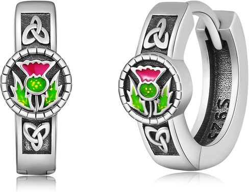 Scottish Thistle Earrings Sterling Silver Thistle Small Hoop Earrings Scottish Jewelry Gifts for Women Men in Saudi Arabia