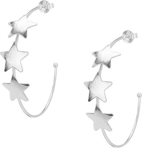 Sheila Fajl Silvina Star Statement Hoop Earrings in Silver Plated in Kuwait