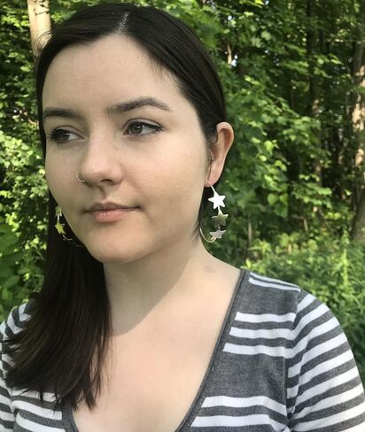 Sheila Fajl Silvina Star Statement Hoop Earrings in Silver Plated in Kuwait