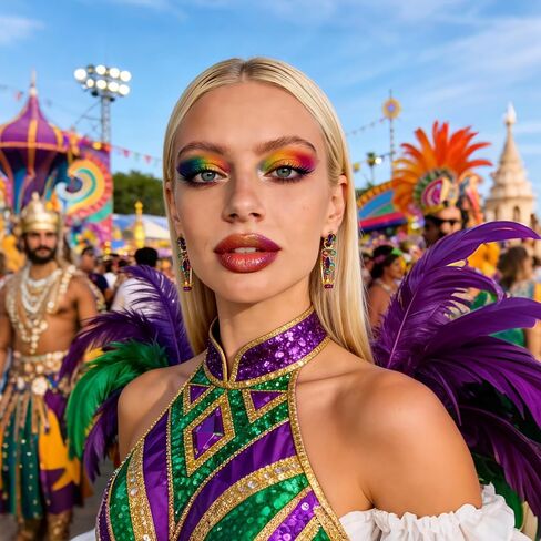 mardi gras Earrings,Carnival Shining Hoop Earring,mardi gras Hoop Earrings,Patriotic Independence Day Hanukkah Christmas Earring for Women,Carnival Parade Jewelry Holiday Gifts (Enamel) in Kuwait