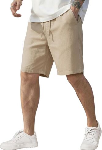 COOFANDY Men’s Linen Short Elastic Waist Drawstring Casual Summer Beach Shorts in Saudi Arabia