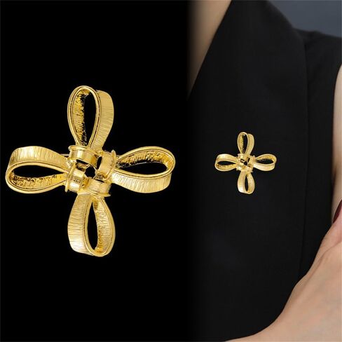 Minimalist Cross Bow Brooch Pin for Women Vintage Ribbon Knot Lapel Pins Wrapped Cross Badge Clothes Suit Corsage Wedding Christmas Accessories Jewelry in Saudi Arabia