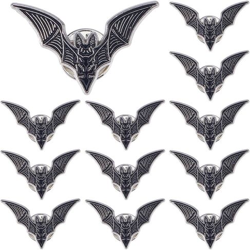 SUPERFINDINGS 12PCS Bat Brooch Pins Alloy Enamel Cute Bat Lapel Pin Cute Animals Brooches Gothic Dark Black Brooches Decorative Animal Pins for Backpack Clothes Hats Decor, 11x9mm in Saudi Arabia