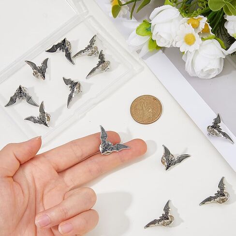 SUPERFINDINGS 12PCS Bat Brooch Pins Alloy Enamel Cute Bat Lapel Pin Cute Animals Brooches Gothic Dark Black Brooches Decorative Animal Pins for Backpack Clothes Hats Decor, 11x9mm in Saudi Arabia