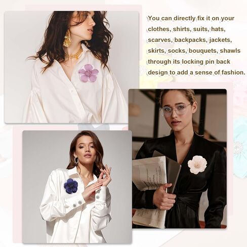 PATIKIL Large Fabric Flower Brooches Pins, Elegant Cloth Rose Flower Big Brooch Dainty Satin Camellia Lapel Pins for Women Suit in Saudi Arabia