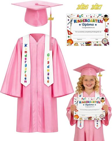 Kindergarten Graduation Cap and Gown 2026 Kids Set Preschool Unisex Grad Attire for Little Ones Tassel Certificate Toddler in Saudi Arabia