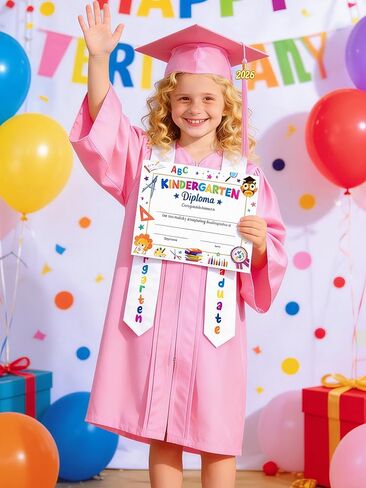 Kindergarten Graduation Cap and Gown 2026 Kids Set Preschool Unisex Grad Attire for Little Ones Tassel Certificate Toddler in Saudi Arabia