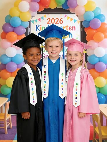Kindergarten Graduation Cap and Gown 2026 Kids Set Preschool Unisex Grad Attire for Little Ones Tassel Certificate Toddler in Saudi Arabia
