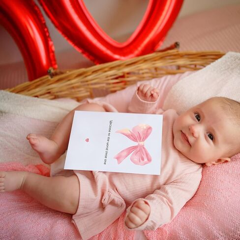 New Baby Girl Card – Welcome Baby Greeting Card for Parents – Cute Pink Bow Congratulations Card for Newborn Arrival Baby Shower Pregnancy Gift or Baby Announcement (Type-A) in Saudi Arabia