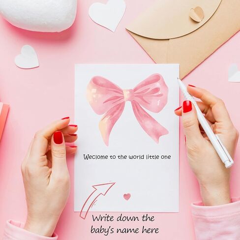 New Baby Girl Card – Welcome Baby Greeting Card for Parents – Cute Pink Bow Congratulations Card for Newborn Arrival Baby Shower Pregnancy Gift or Baby Announcement (Type-A) in Saudi Arabia
