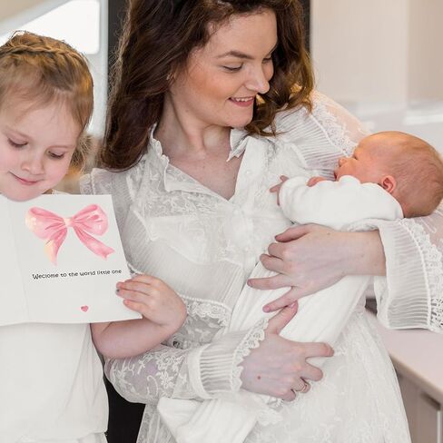 New Baby Girl Card – Welcome Baby Greeting Card for Parents – Cute Pink Bow Congratulations Card for Newborn Arrival Baby Shower Pregnancy Gift or Baby Announcement (Type-A) in Saudi Arabia