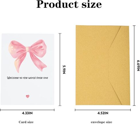 New Baby Girl Card – Welcome Baby Greeting Card for Parents – Cute Pink Bow Congratulations Card for Newborn Arrival Baby Shower Pregnancy Gift or Baby Announcement (Type-A) in Saudi Arabia