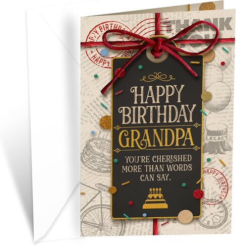 Prime Greetings Grandpa Birthday Card, Made in America, Thick Card Stock with Premium Envelope Packaged in a Reusable Presentation Mailer, Eco-Friendly, 5in x 7.75in in Saudi Arabia