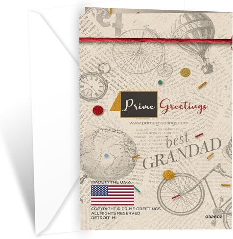 Prime Greetings Grandpa Birthday Card, Made in America, Thick Card Stock with Premium Envelope Packaged in a Reusable Presentation Mailer, Eco-Friendly, 5in x 7.75in in Saudi Arabia
