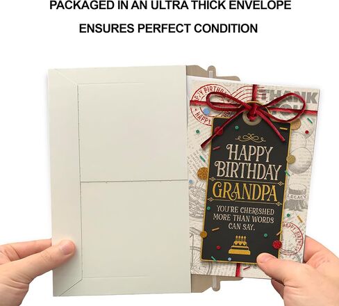 Prime Greetings Grandpa Birthday Card, Made in America, Thick Card Stock with Premium Envelope Packaged in a Reusable Presentation Mailer, Eco-Friendly, 5in x 7.75in in Saudi Arabia