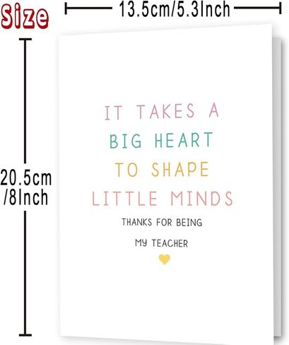 Teacher Appreciation Card Gifts, Funny Thank You Card for Teacher from School Kids Students with Envelopes, Best Teachers Appreciation Gift Ideas in Saudi Arabia