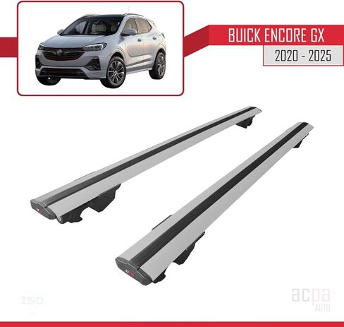 متوافق مع Buick Encore GX 2020-2025 HOOK Model Car Roof Rack Cross Bar رمادي ألومنيوم 2 بار in Saudi Arabia
