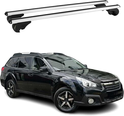 OMAC Roof Rack Cross Bars for Subaru Outback 2010-2014 Lockable 165Lbs Aluminium Silver 2Pcs fits Cargo Carriers Kayak Canoe Bike Snowboard in Saudi Arabia