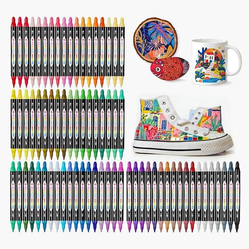 TBC The Best Crafts 72 Colors Dual Tip Acrylic Pens, Dudu Head Acrylic Paint Markers,Suitable for Paper, Pottery, Stones, Backpacks, Glass in Kuwait
