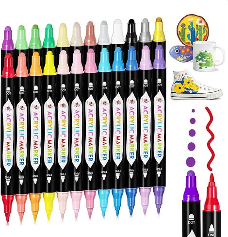 TBC The Best Crafts 72 Colors Dual Tip Acrylic Pens, Dudu Head Acrylic Paint Markers,Suitable for Paper, Pottery, Stones, Backpacks, Glass in Saudi Arabia