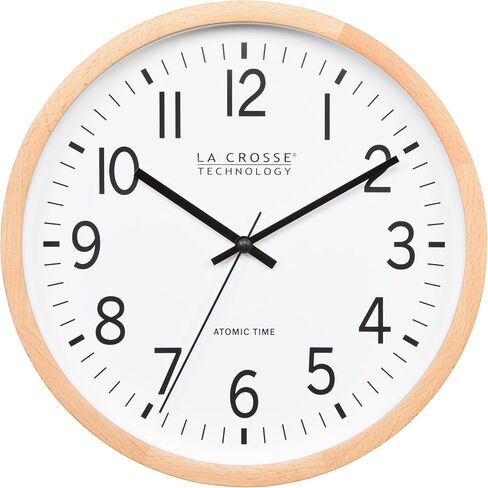 ساعة حائط تناظرية ذرية من خشب الزان مقاس 12.8 بوصة 404-53707-INT من La Crosse Technology 404-53707-INT in Saudi Arabia