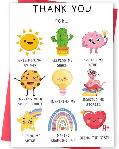 Teacher Appreciation Card Gifts, Funny Thank You Card for Teacher from School Kids Students with Envelopes, Best Teachers Appreciation Gift Ideas in Saudi Arabia