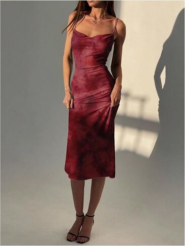 Floerns Women's Going Out Cheetah Midi Dress Spaghetti Strap Leopard Formal Wedding Guest Bodycon Dresses in Saudi Arabia
