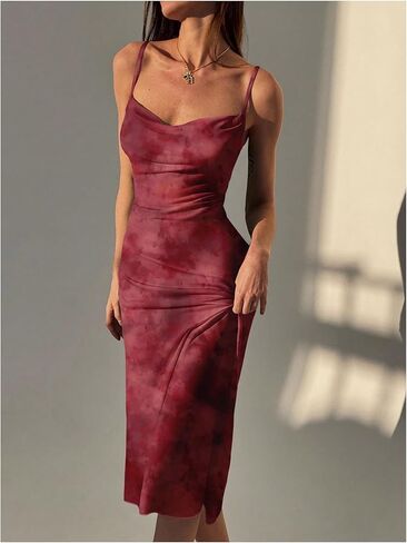 Floerns Women's Going Out Cheetah Midi Dress Spaghetti Strap Leopard Formal Wedding Guest Bodycon Dresses in Saudi Arabia