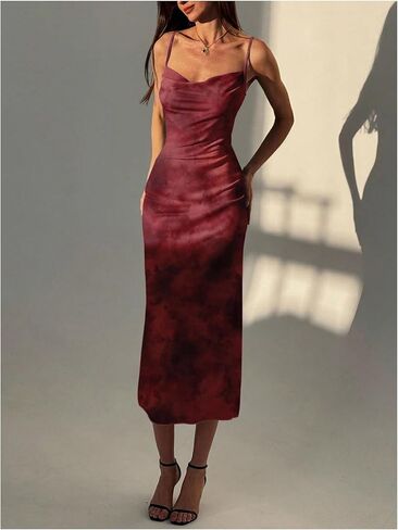 Floerns Women's Going Out Cheetah Midi Dress Spaghetti Strap Leopard Formal Wedding Guest Bodycon Dresses in Saudi Arabia