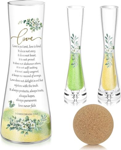 Cinrobiye Unity Sand for Wedding Ceremony Set Wedding Sand Ceremony Kit with Glass Vase Cork Stopper for Unity Ceremony Ideas,Anniversary & Engagement Keepsake (Eucalyptus) in Saudi Arabia