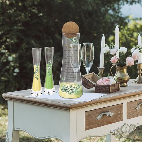 Cinrobiye Unity Sand for Wedding Ceremony Set Wedding Sand Ceremony Kit with Glass Vase Cork Stopper for Unity Ceremony Ideas,Anniversary & Engagement Keepsake (Eucalyptus) in Saudi Arabia